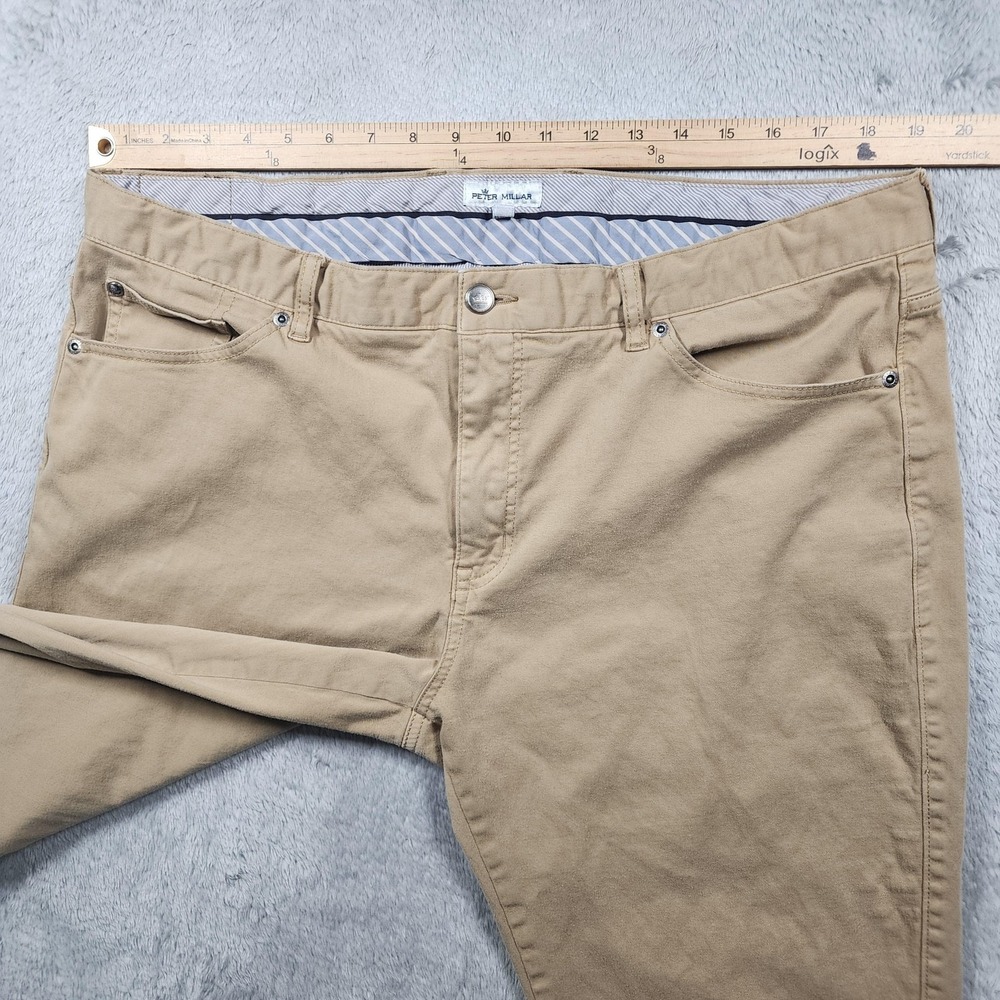 Peter Millar Pants Mens 40x30 (Fits 38x29) Beige Stretch Chino Golf Casual - Picture 8 of 13
